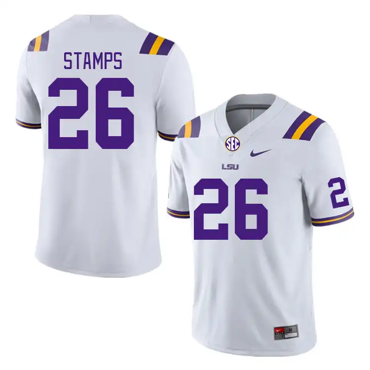 Men's LSU Tigers Ashton Stamps #26 White NCAA Football Jersey